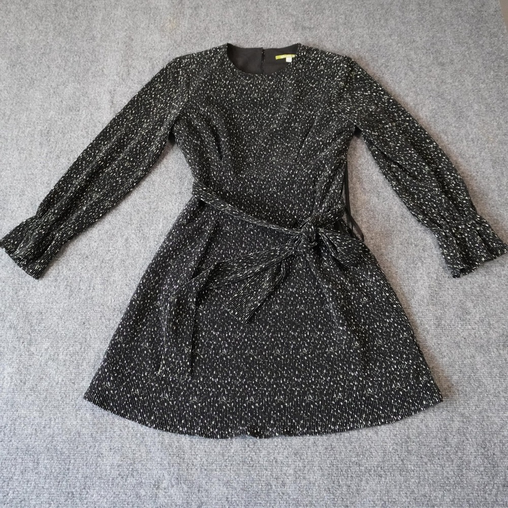 Gianni Bini Black Fit & Flare Dress, Floral Print,‎ Long Sleeve, Small